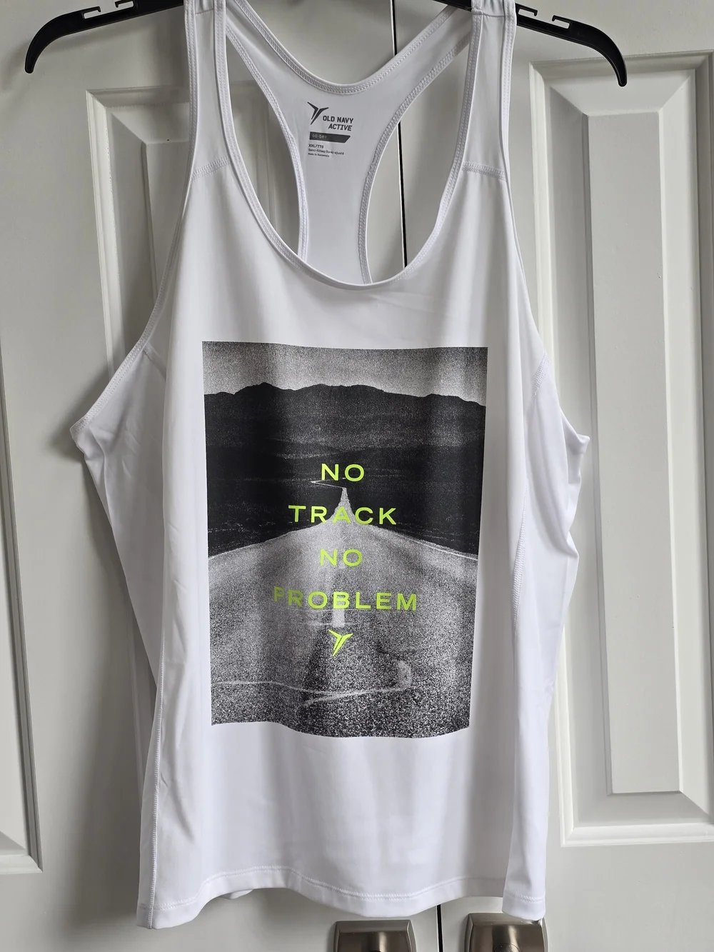 Old Navy White Go-dry Active Racerback Performance Graphic Tank